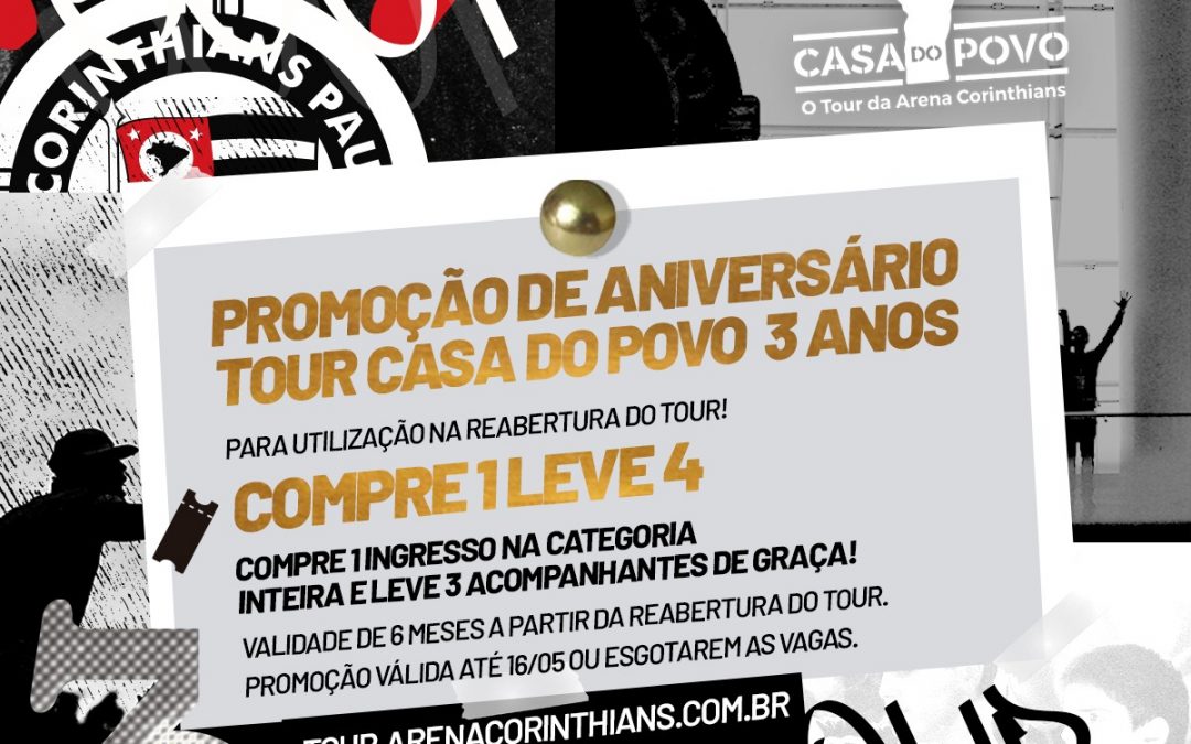 Na semana do aniversário, tour da Arena Corinthians lança promoção para reabertura